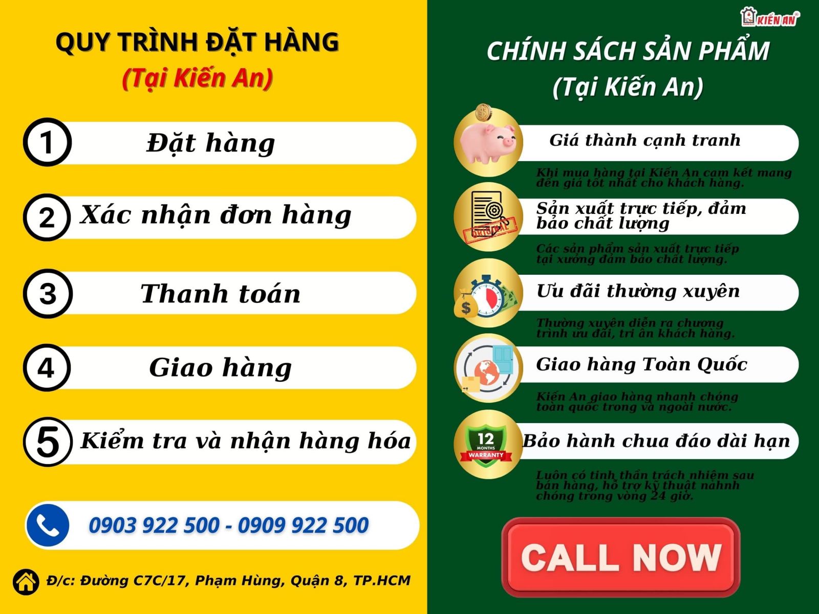 Chính sách sản phẩm khi mua hàng tại Kiến An 